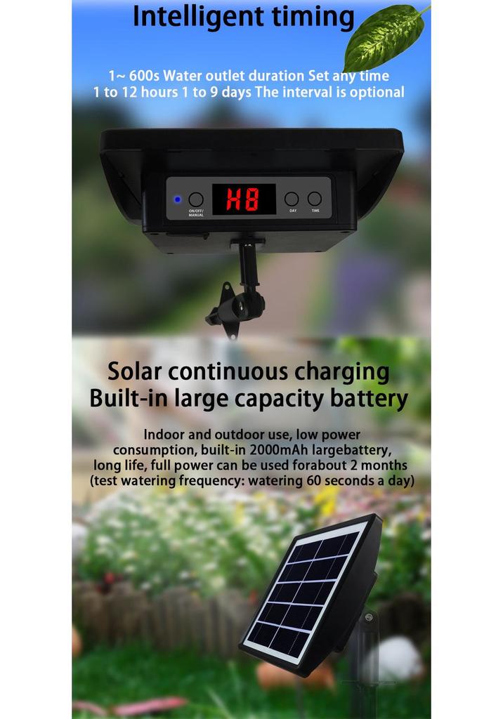 Solar-Powered Smart Watering Kit: Automatic Timer & Self-Watering Sprinkler for Plants