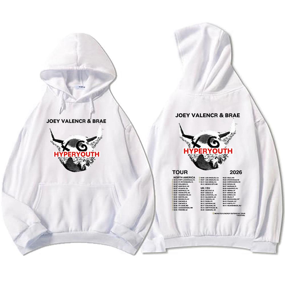JOEY VALENCE & BRAE Hyperyouth Tour 2026 Hoodies Fleece Casual Long Sleeve Hooded Sweatshirt Heavy Mental Unisex Sudadera Merch