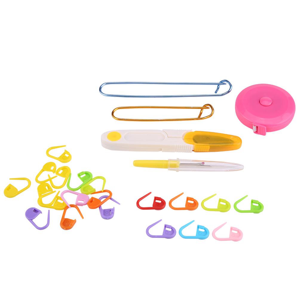 Knitting Cable Stitch Needle Kit Crochet Hook Marker Tape Measure Weaving Tool Set