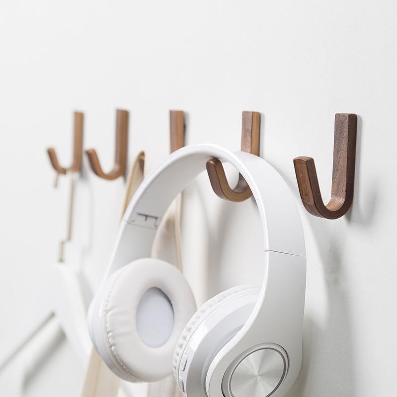 Home Minimalist Style, Black Walnut Wood, No Punching, Coat Hook, Hook, Adhesive Type, Personalized Hook, Bathroom Hook