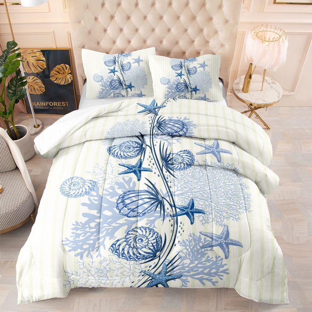 Kemila Blå Ocean Horse Dynetrekk 3D Sengetøy og Putetrekk Dobbelt Sengetøysett Direktesalg