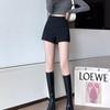 Women's High Waist Black Summer Shorts - Petite, Elastic, Anti-Exposure Hot Pants