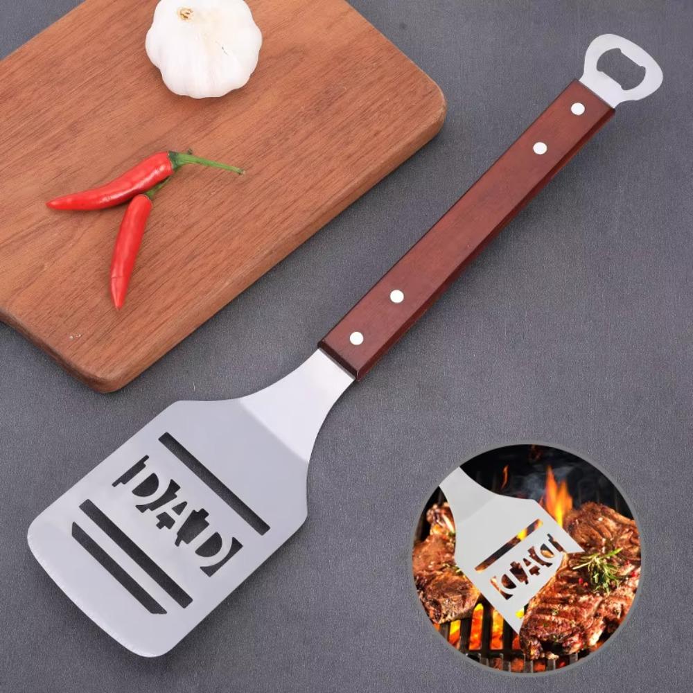 Stainless Steel Barbecue Shovel 2 In 1 Pancake Scraper Grill Accessories Steak Turner  Outdoor