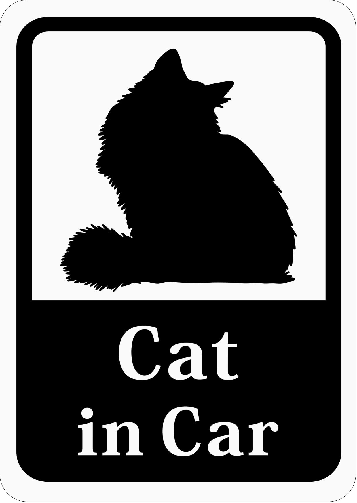 

Cat in Car Car Sticker s58 Long-haired Cat (Magnet) белый
