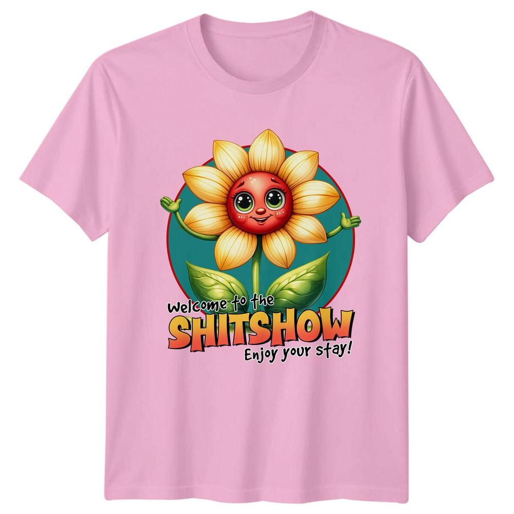 Welcome To The Shtshow Flower Cartoon Funny Graphic Novelty TShirt