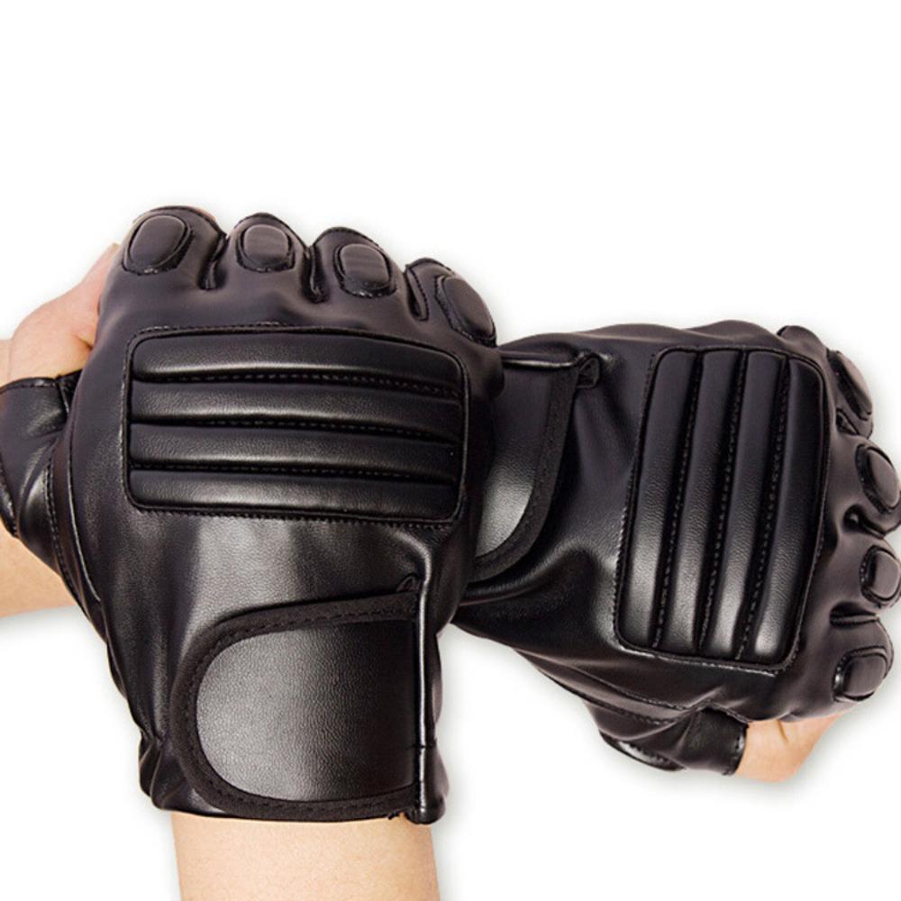 Men's PU half-finger gloves, fitness outdoor sports gloves, imitation leather tactical cycling motorcycle gloves