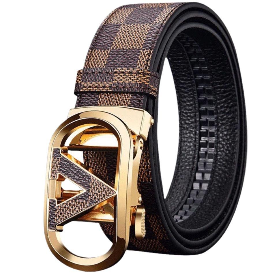 First Layer Cowhide New Men'S Belt High-End Automatic Buckle Leather Belt Middle-Aged And Young Fashion Jeans Belt