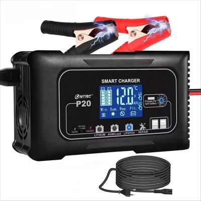 P20 15A/20A/25A/35A Car Battery Charger 12V 24V Smart Charger for Lead-Acid PB AGM LiFePO4 Batteri Automatic Motorcycle Charger