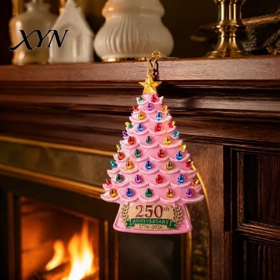Christmas Tree Decorations 250 Anniversary USA Ornament, 1776-2026 2D Acrylic Commemorative Tag Years America Hanging Decoration for Patriotic