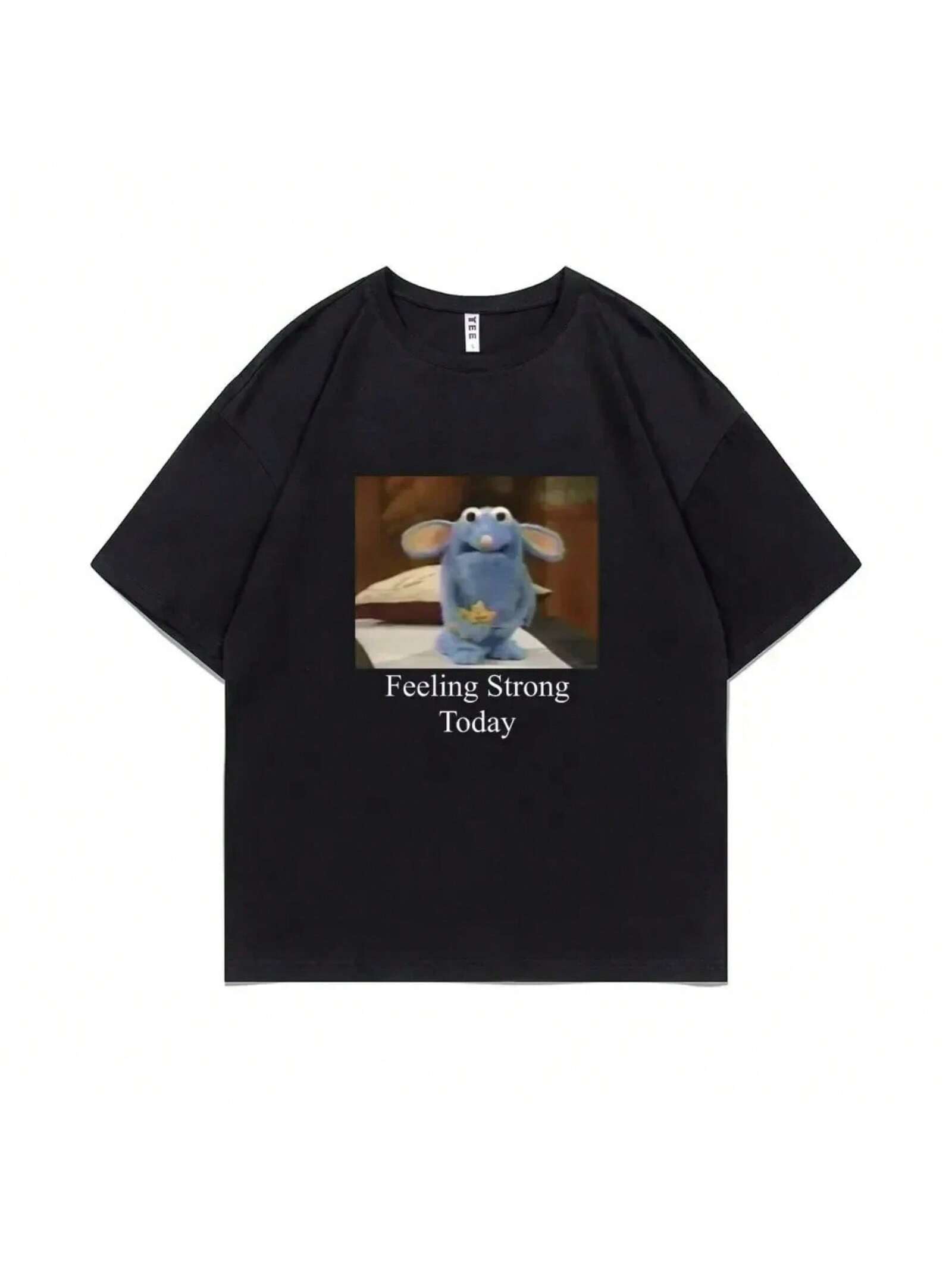 Tutter Feeling Strong Today T-Shirt Anxious Tutter Tshirt Funny Mouse Graphic T Shirts Men Women Casual Oversized Short Sleeve S разноцветный