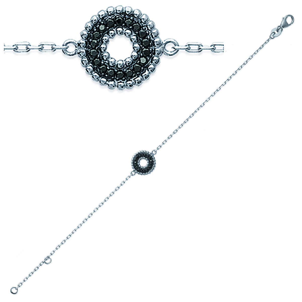 

Les Trésors De Lily [K1862] - Bracelet Argent Déesse noir argenté (rhodié) - 12 mm