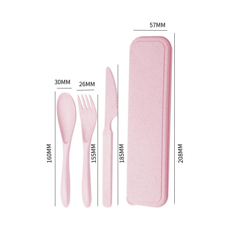 Eco Friendly Wheat Straw Portable Cutlery Set Fork Spoon Knife Reusable Lightweight Travel Utensils with Carrying Case
