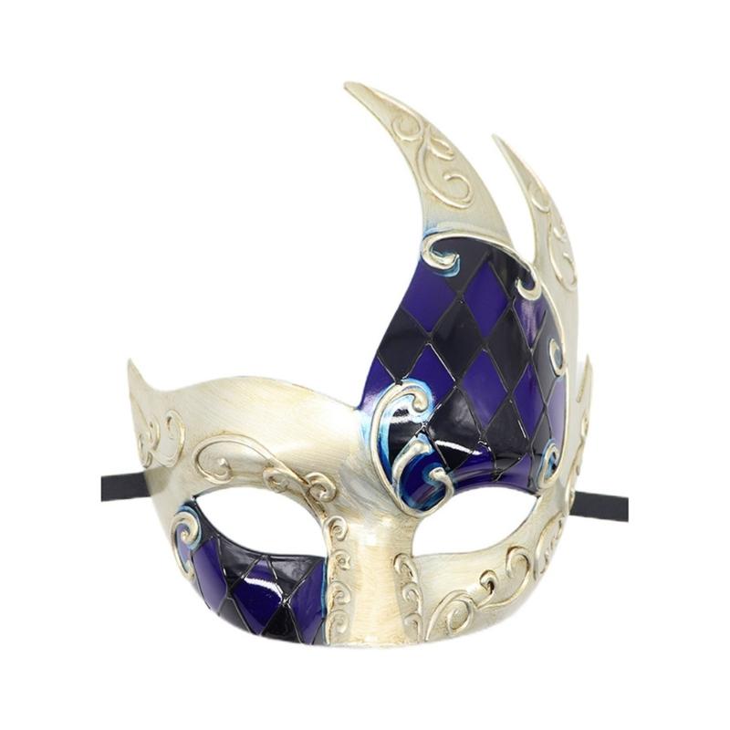 Masquerade Mask Mardi Gras Mask Venetians Mask Plaids Half Face Mask for Halloween Ball Cosplay Performances Props