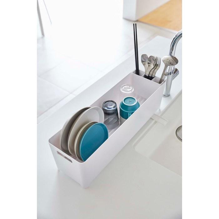 Yamazaki Slim Dish Drying Basket Long White W55.5xD16.4xH16cm Tower 4314