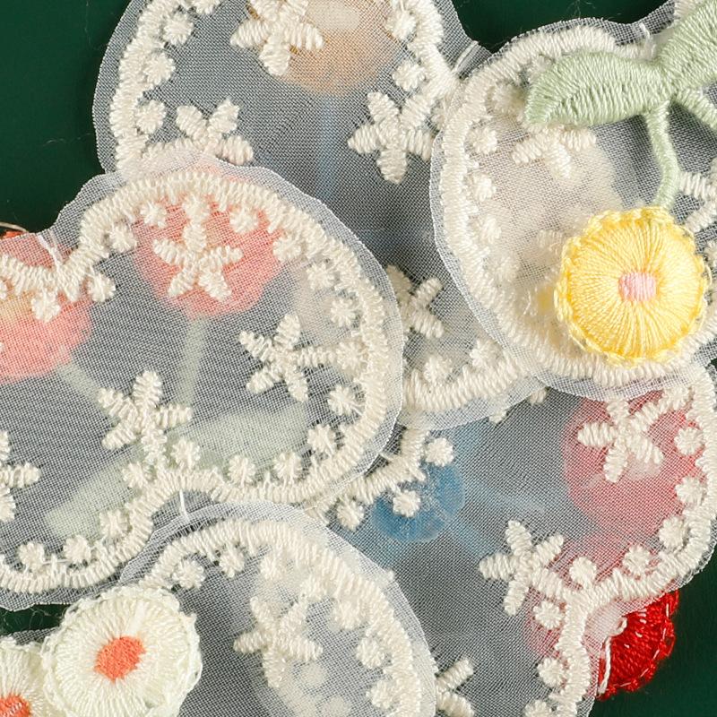 Computer Embroidery Label Hair Accessories Accessories Cherry Lace Embroidery Stickers Diy Patches Clothing Accessories Cloth Labels Cloth Stickers