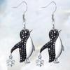2pcs  Grace Penguin Snowflake Pendant Earrings Valentine's Day Anniversary Birthday Party Gift New Year Jewelry