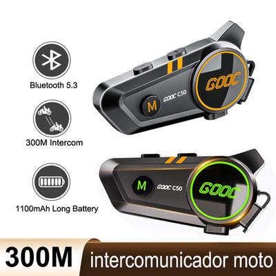 Bluetooth 5.3 Motorcycle Intercom Helmet Headset Wireless  Headsets To 2 Riders Waterproof 300m Intercomunicador 1100mA 1000H Long Standby