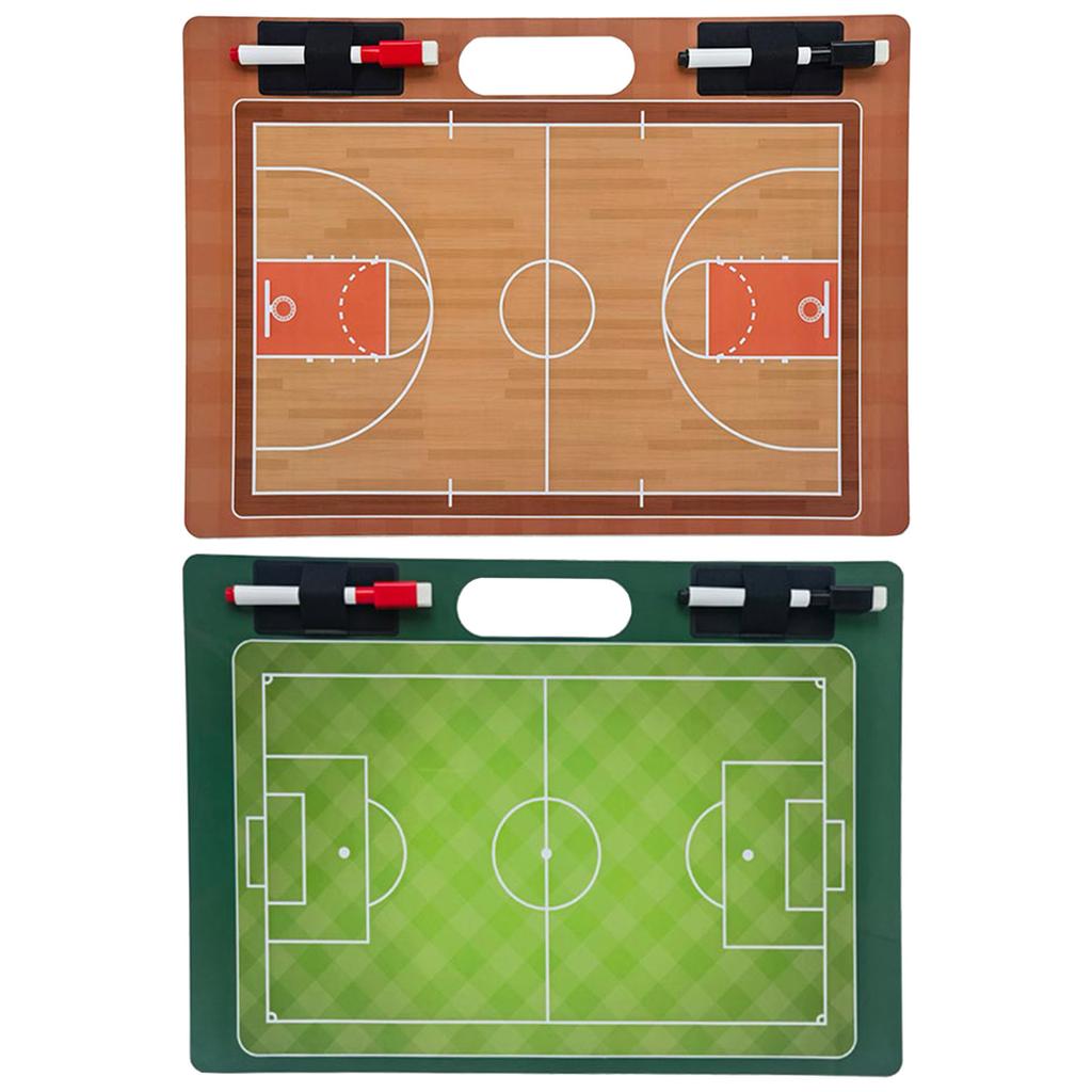 Tavola Tattica da Pallacanestro a Doppio Lato (Campo Intero/Metà Campo) Lavagna Cancellabile a Secco Tavola da Allenamento per Calcio per Allenatori con 2 Pennarelli