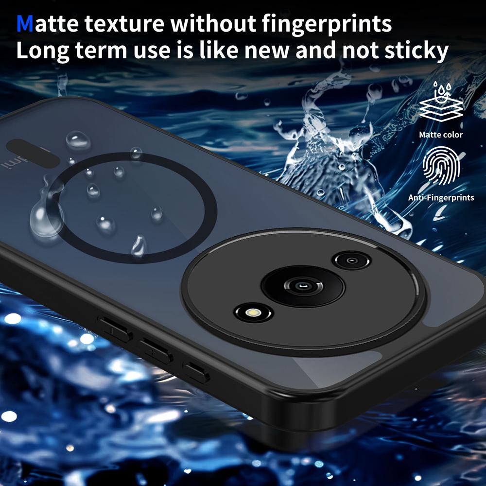 KEYSION Magnetic Phone Case for Redmi A3 A3X Soft Silicone+PC Matte Translucent Clear Shockproof Back Cover for Xiaomi POCO C61
