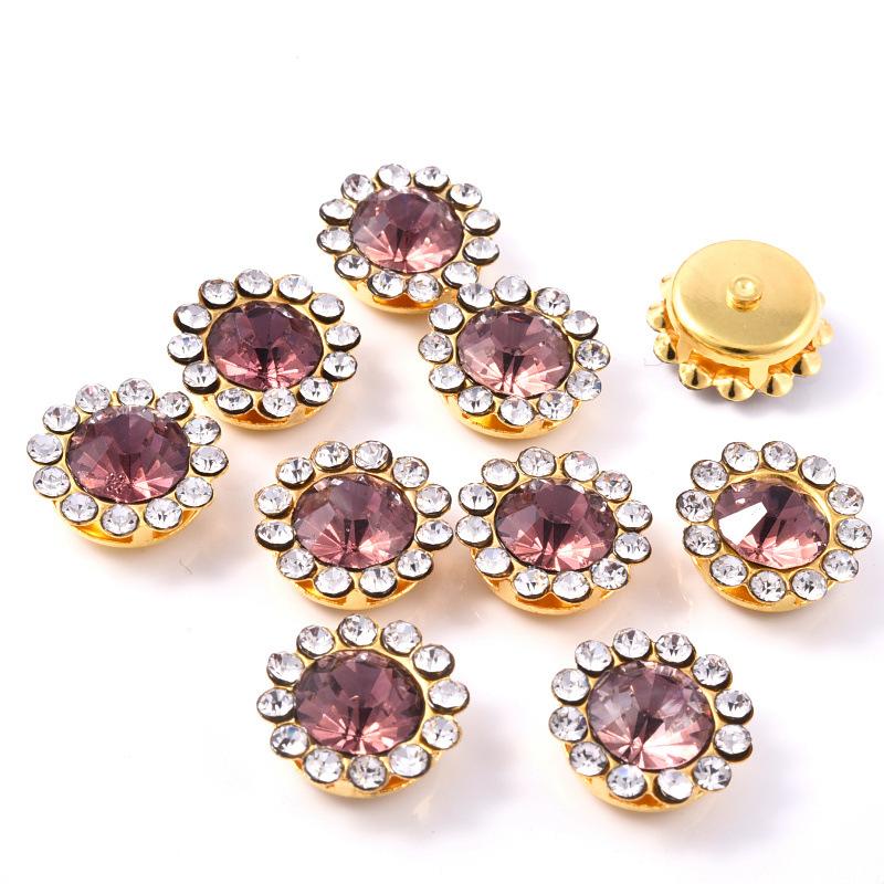 Sun Flower Claw Diamond, Glass Flower-Shaped Rhinestone Buckle Hand Seam Diamond, Round Flower Plate Grab Diamond Diy Jewelry Button Decoration