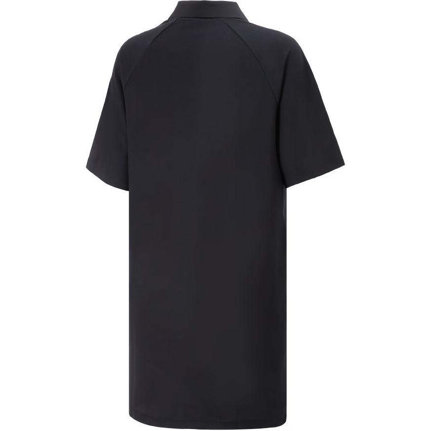 Adidas Casual Breathable Solid Color Polo Short Sleeve Dress Women Dresses Black JI5651
