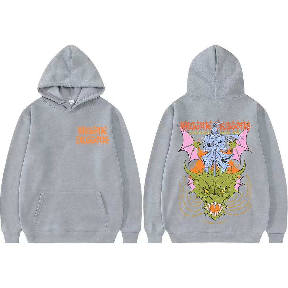 Imagine Dragons KNIGHT DRAGON World Tour Bluza z kapturem Topy Mężczyźni Kobiety Harajuku Estetyka Hip Hop Topy Bluzy Komfortowe Bluzy