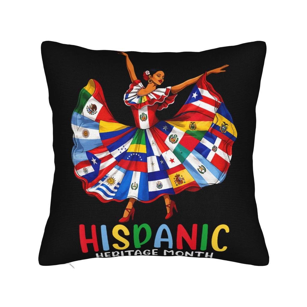 Pillow Case Hispanic Countries Flags Celebrate Hispanic Heritage Month Soft  Pillow Cover For Sofa Home Retro Trendy Pillowcases