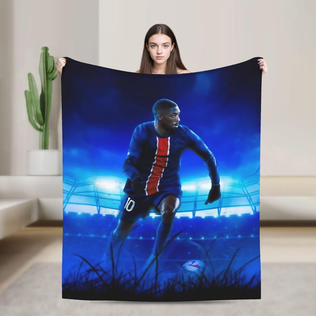 Dembele Number Blanket Fleece Football Warm Throw Blankets for Bedding Couch Bedspread