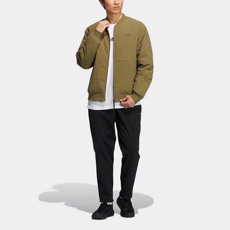 Adidas Solid Color Baseball Collar Zipper Down Jacket Men Jackets Green HN2142