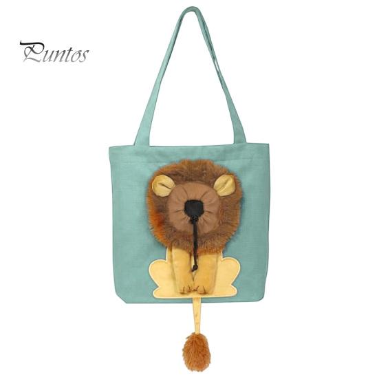 Portable Cat Carrier for Small Dogs Canvas Purse, Plush Lion Pet Tote with Head Lightweight Bag Outdoors Hole, Safety Buckle, Foldable Shoulder