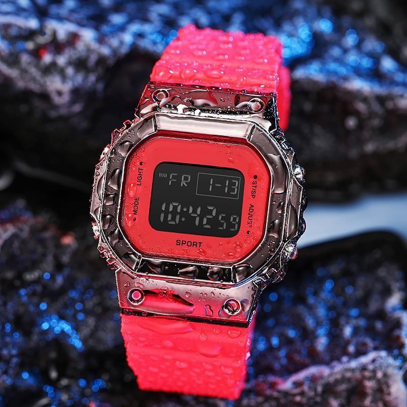 Tecnologia Nera Orologio Quadrato Galvanizzato Stile Femminile Semplice Temperamento Studente delle Medie Orologio da Uomo Impermeabile Luminoso Orologio Elettronico