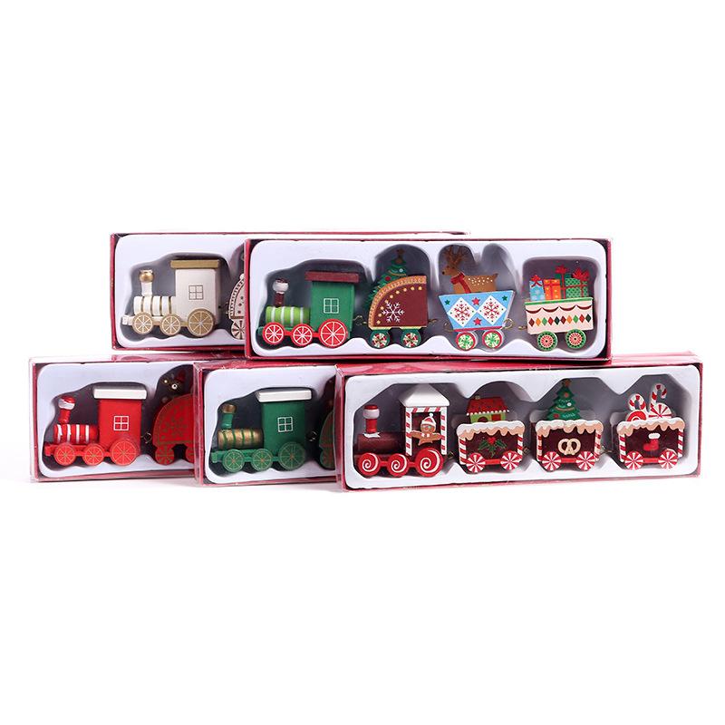 Merry Christmas Ornament Wooden Train Christmas Home Decoration Xmas Gifts Natal Navidad New Year Decorate