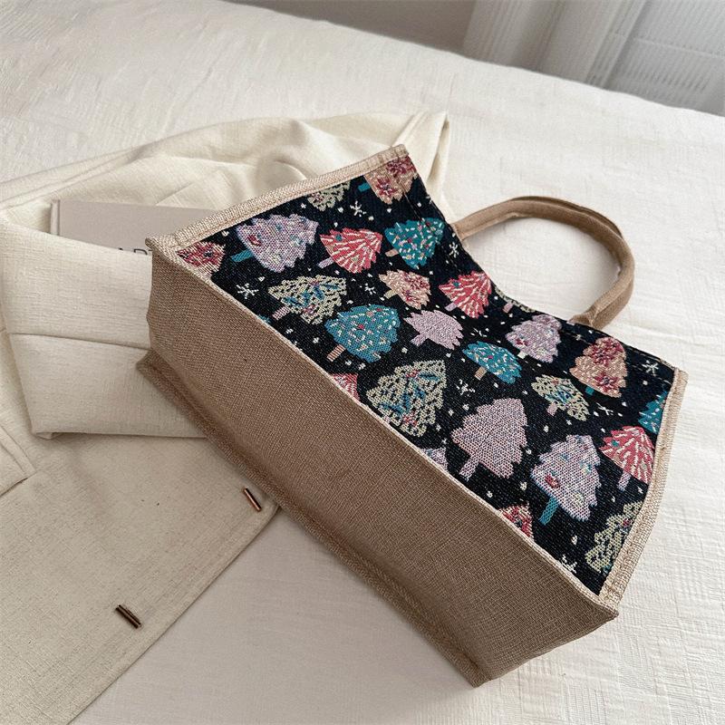 Linen Bag Hand-painted Cotton Sacks Jute Portable Imitation Sacks Linen Bags Shopping Bags Laminated Bags
