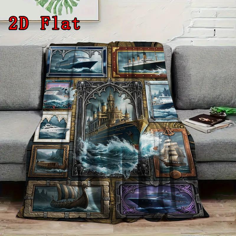 Maritime Dreams Collage 2D Flat Pattern Flannel Blanket, High quality All Seasons, Home Decor, Warmth and Comfort, Perfect for Christmas Gifts.