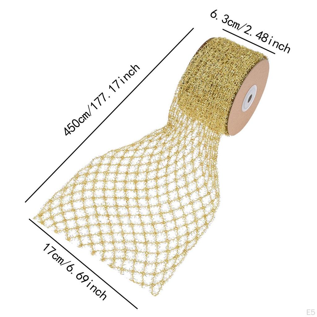 1 Roll Christmas Ribbon Mesh for Making Bows, Flower Bouquets, Wreaths, Garlands
