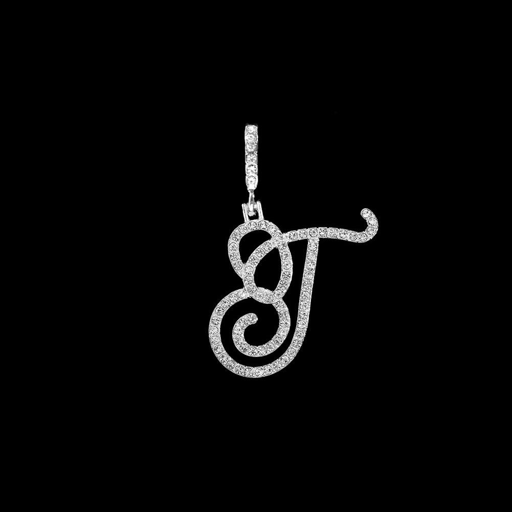 Collana Pendente Lettera Iniziale Z in Corsivo con Zirconi alla Moda per Donna Collana con Cordino Alfabeto in Cristallo Lucido Gioielli Hip Hop