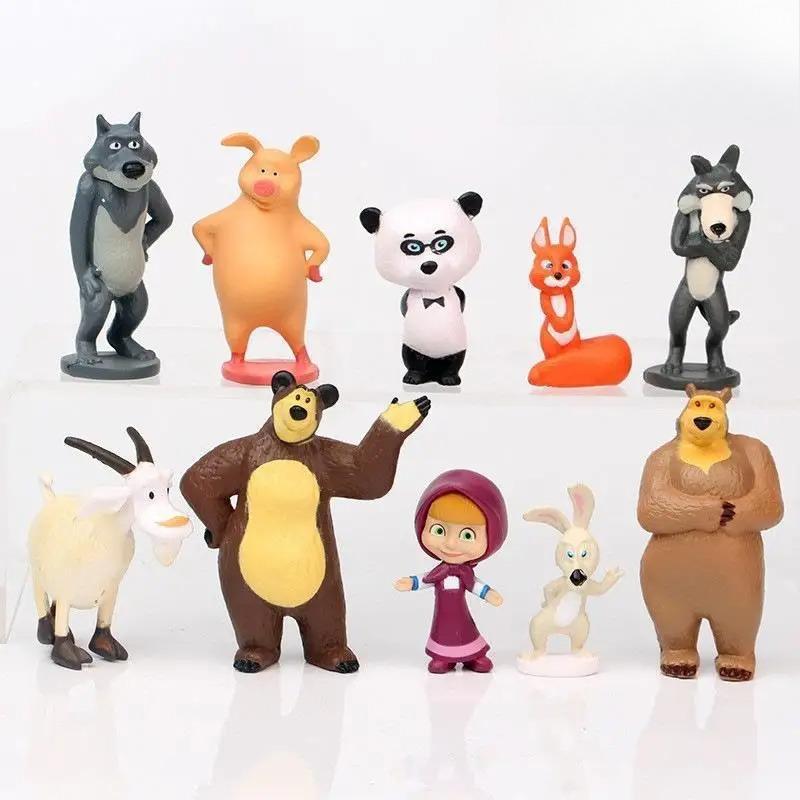 MINISO 10 pieces/set Masha Forest Friends Dolls Dolls Home Decorations 10pcs