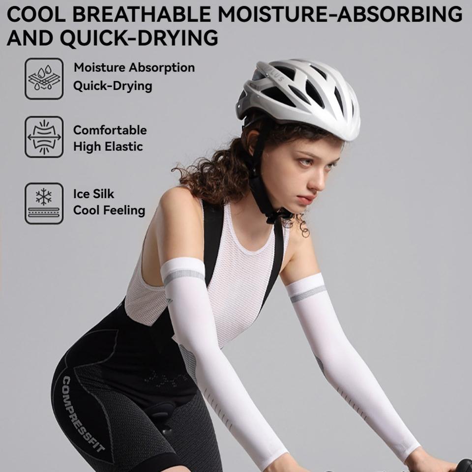 Gobygo 1Pair Outdoor Sunscreen Sleeves Ice Silk Breathable Anti-Uv Arm Protection Fishing Bike Hiking Climbing Running Arm Guard