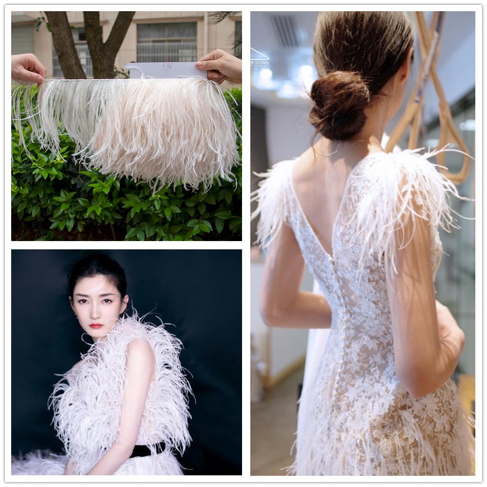 Feather1 Meter/lot Ostrich Feather Trim 10-22cm for Sewing Dress Costume Carnival Wedding Decoration DIY Craft Hair Accessories