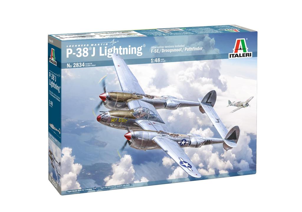 Italeri 1/48 Scale WWII American P-38J Lightning European Front Plastic Model Kit IT2834 (Airplane)