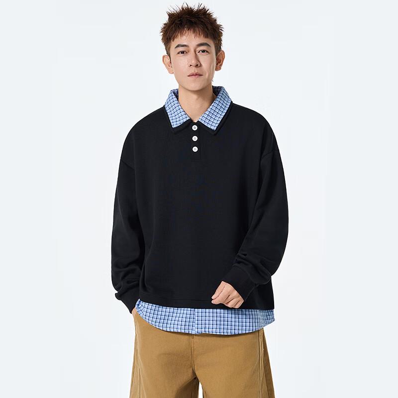 TOM ADAM American Retro Faux Two-Piece Long Sleeve Sweatshirt