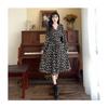 Floral dress autumn women's clothing new French black skirt small temperament autumn bottom dress