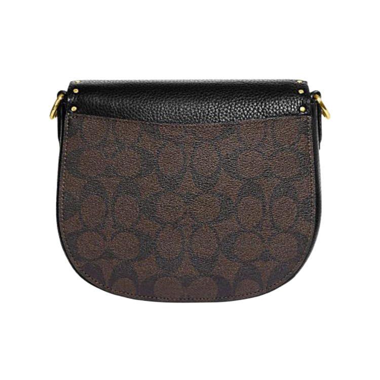Coach Morgan 20 Classic Monogram Print Flap Crossbody Bag With Studded Decoration Women Crossbody Bag Brown Black CE567-IMOSN