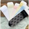 1 Pair Summer Mesh Socks for Kids Girl Solid Color Fashion Floral Children's Calf Sock Thin Breathable Elastic School Sock