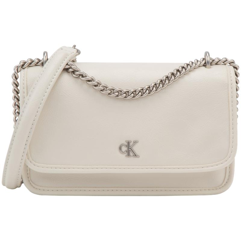 Calvin Klein Elegant Commuter Flap Chain Crossbody Small Square Bag Women Shoulder Bag Milk-White 4K3085G-67U Basic Set (Bag)