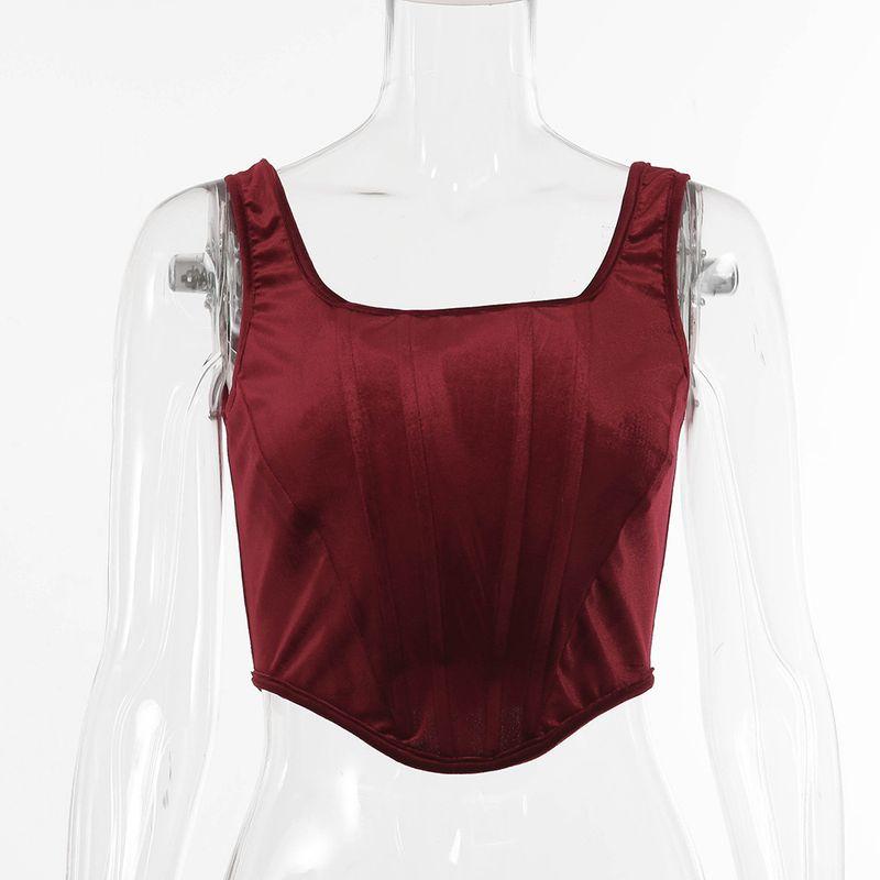 off-Shoulder Slim-Fit Fishbone Velvet Camisole