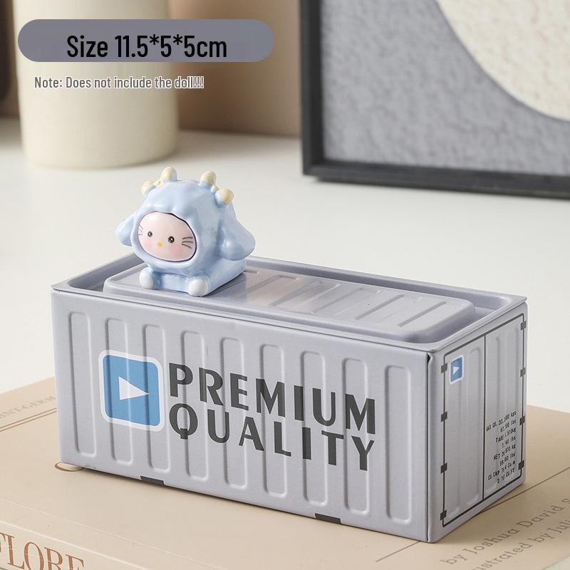 Retro Tinplate Flip-Top Mini Storage Container for Desktop Display