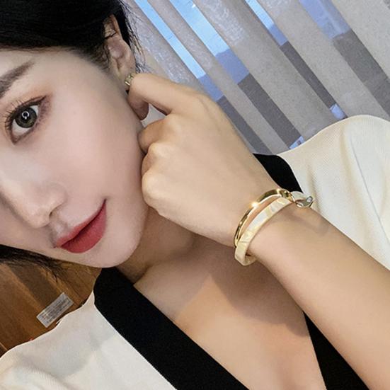 Opening Bangle Electroplating Mirror Polishing Shiny Adjustable Opening Double Layer Simple White Board Bend