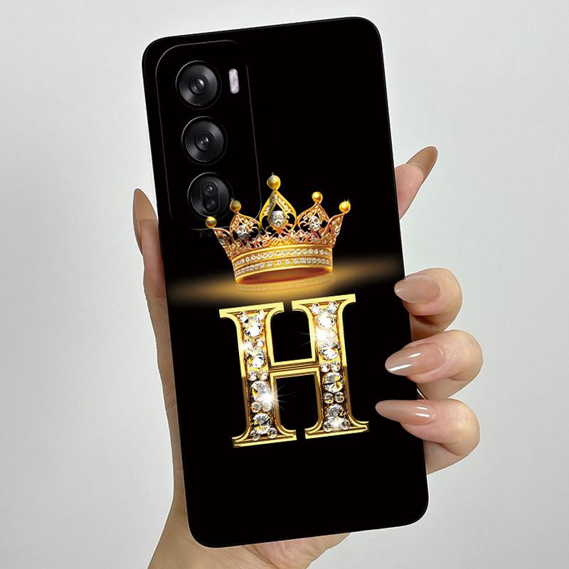 For OPPO Reno 12 Pro 5G Case Crown Letters Liquid Silicone Phone Cover For OPPO Reno12 Reno 12 12Pro Coque CPH2625 CPH2629 Funda