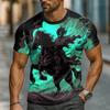 Men's 3D T Shirt Short Sleeve T Shirt 3D Print Crew Neck Shirt Exaggerated Designer Horror Party Street Casual Lake Blue Yellow Purple